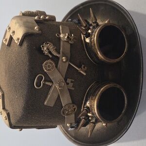 Unisex Gothic Steampunk Hat Gold Bottle Metal Gear With Goggles